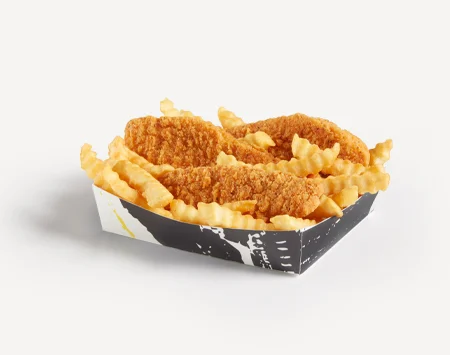 Del Taco Menu Prices | Secret Items, Vegetarian Picks & Combos 43 Del Taco 3-piece Crispy Chicken & Fries Box with crispy chicken strips, crinkle-cut fries, and choice of ranch or chipotle dipping sauce