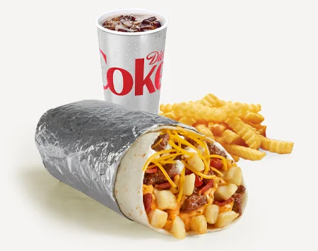 Del Taco Menu Prices | Secret Items, Vegetarian Picks & Combos 80 Del Taco Combo with Epic Carne Asada Steak Cali Bacon Burrito, Crinkle Cut Fries, and a beverage