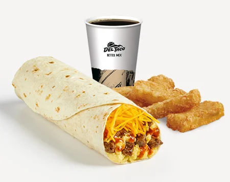 Del Taco Menu Prices | Secret Items, Vegetarian Picks & Combos 33 Del Taco #17 Meal with Carne Asada Steak Breakfast Burrito, 5 pc. Hashbrown Sticks, and choice of drink