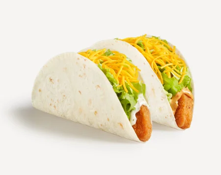 Del Taco Crispy Chicken Taco with crispy chicken, lettuce, and cheddar cheese
