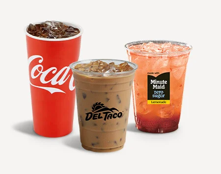Del Taco Menu Prices | Secret Items, Vegetarian Picks & Combos 6 Del Taco beverage selection featuring fountain drinks, iced teas, and specialty shakes.
