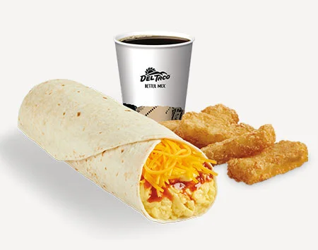 Del Taco Menu Prices | Secret Items, Vegetarian Picks & Combos 32 Del Taco #15 Meal with Egg & Cheese Breakfast Burrito, 5 pc. Hashbrown Sticks, and choice of drink